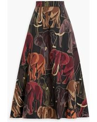 FARM Rio - Printed Cotton-Poplin Midi Skirt - Lyst