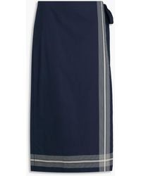 Vince - Printed Cotton-poplin Midi Wrap Skirt - Lyst