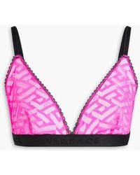 Versace - La Greca Tulle Soft-cup Triangle Bra - Lyst