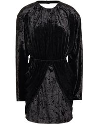 Sara Battaglia Open-back Draped Crushed-velvet Mini Dress - Black