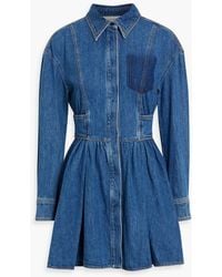 McQueen - Denim Mini Shirt Dress - Lyst