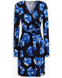 Diane von Furstenberg - Julian Floral-print Silk-jersey Mini Wrap Dress - Lyst