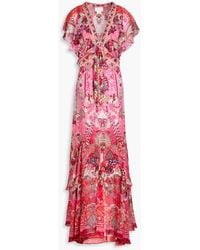 Camilla - Palisades Embellished Paisley-print Silk-chiffon Maxi Dress - Lyst