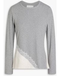 3.1 Phillip Lim - Lace-Trimmed Ribbed Jersey And Satin Top - Lyst