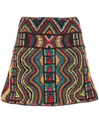 Valentino Garavani - Beaded embroidered mesh mini skirt - Lyst