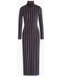 Olivia Rubin - Fliss Metallic Striped Stretch-knit Turtleneck Midi Dress - Lyst