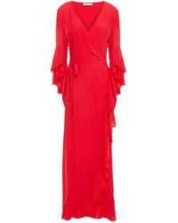 Melissa Odabash Cheryl Ruffled Voile Maxi Wrap Dress - Red