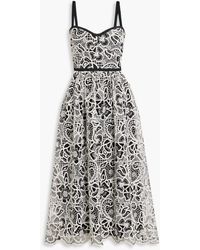ML Monique Lhuillier - Embroidered Tulle Midi Dress - Lyst