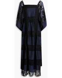 Tory Burch - Cotton And Silk-blend Lace And Mousseline Midi Dress - Lyst