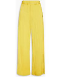 MM6 by Maison Martin Margiela - Pleated Satin-jersey Wide-leg Pants - Lyst