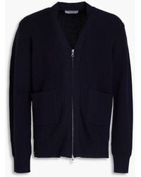 Officine Generale - Ribbed Merino Wool Zip-up Cardigan - Lyst