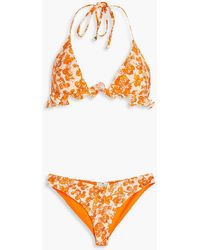 Etro - Ruffled Floral-Print Triangle Bikini - Lyst