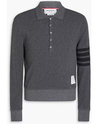 Thom Browne - Striped Waffle-knit Cotton Polo Sweater - Lyst