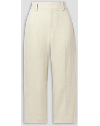 Vince - Cropped Cotton And Linen-blend Twill Wide-leg Pants - Lyst