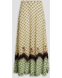 Etro - Ruffled Printed Silk Crepe De Chine Maxi Skirt - Lyst