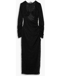 Alessandra Rich - Open-back Ruched Lace Maxi Dress - Lyst