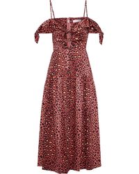 rebecca taylor leopard smocked dress