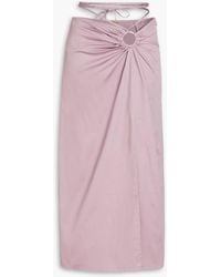 Cult Gaia - Nell Ruched Cotton-blend Midi Skirt - Lyst
