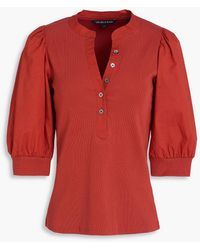 Veronica Beard - Oberteil "coralee" aus geripptem stretch-pima-baumwoll-jersey mit popeline-einsätzen - Lyst