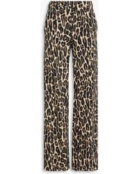 Theory - Leopard-Print Wool-Blend Twill Wide-Leg Pants - Lyst