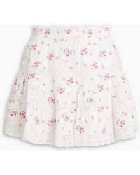 LoveShackFancy - Viro Embroidered Cotton-Voile Mini Skirt - Lyst