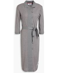 Thom Browne - Belted Pointelle-knit Cotton-blend Midi Shirt Dress - Lyst