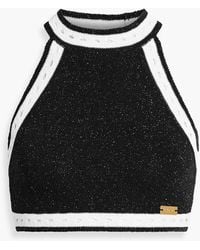 Balmain - Cropped Metallic Wool-Blend Top - Lyst