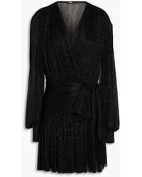 Maje - Wrap-Effect Metallic Tulle Mini Dress - Lyst