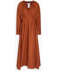 Max Mara - Drina Pleated Linen And Silk-blend Twill Midi Dress - Lyst