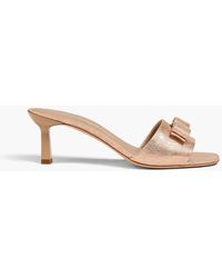 Ferragamo - Glo Bow-Detailed Metallic Leather Mules - Lyst