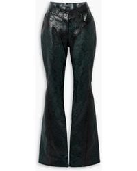 Mugler - Paneled Snake-effect Leather Flared Pants - Lyst