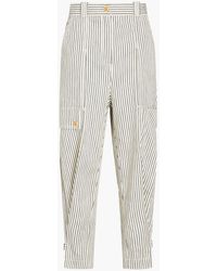 Tory Burch - Cropped Striped Cotton-twill Cargo Pants - Lyst