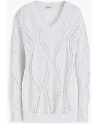 Gentry Portofino - Sequin-embellished Metallic Linen-blend Sweater - Lyst