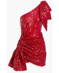 Ronny Kobo - Brit One-shoulder Bow-embellished Sequined Stretch-tulle Mini Dress - Lyst