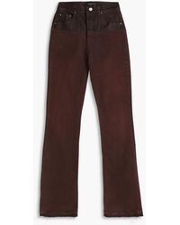 Amiri - Leather-trimmed Distressed High-rise Flared Jeans - Lyst