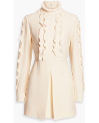 Valentino Garavani - Ruffled Wool And Silk-blend Crepe Mini Dress - Lyst