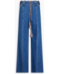 Zimmermann - Embroidered High-rise Wide-leg Jeans - Lyst