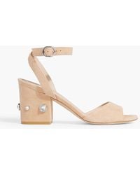 Stuart Weitzman - Alshn 75 Crystal-Embellished Suede Sandals - Lyst