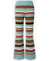 Ulla Johnson - Rochelle Striped Ribbed Wool And Cashmere-blend Flared Pants - Lyst
