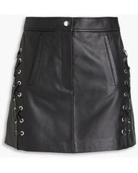 Maje - Lace-up Leather Mini Skirt - Lyst