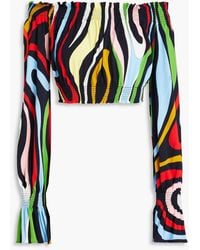 PUCCI - Cropped Off-the-shoulder Printed Jersey Top - Lyst