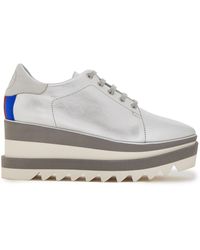 silver flatform trainers