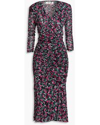 Diane von Furstenberg - Briella Ruched Floral-print Stretch-mesh Midi Dress - Lyst