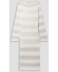 Lafayette 148 New York - Striped Cotton, Silk And Cashmere-blend Midi Dress - Lyst