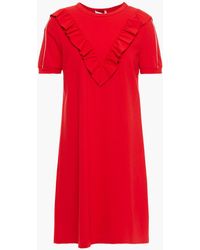RED Valentino - Ruffled Stretch-cady Mini Dress - Lyst