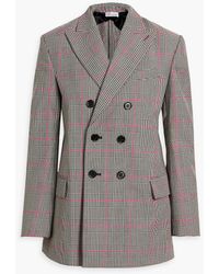 RED Valentino - Double-breasted Prince Of Wales Checked Tweed Blazer - Lyst