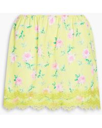 MSGM - Lace-trimmed Floral-print Crepe De Chine Mini Skirt - Lyst