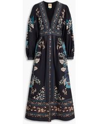 FARM Rio - Printed Cotton-Poplin Midi Dress - Lyst