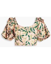 Agua Bendita - Nova Cropped Floral-print Linen Top - Lyst