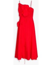 FARM Rio - Floral-Appliquéd Linen-Blend Midi Dress - Lyst